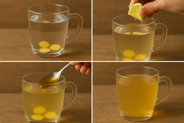Các bước pha nước mật ong gừng Các bước pha nước mật ong gừng