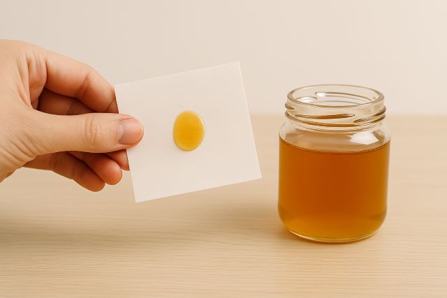 Dùng giấy thấm để kiểm tra mật ong Dùng giấy thấm để kiểm tra mật ong