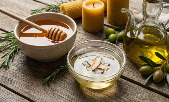 Dưỡng môi bằng mật ong, dầu dừa và dầu oliu