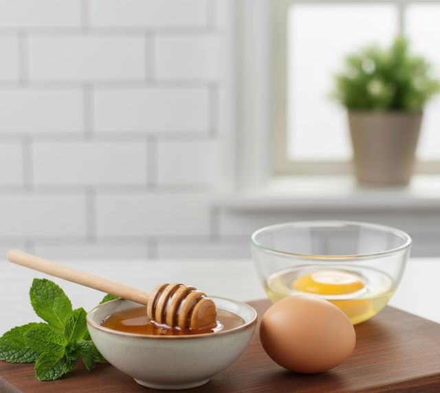 Kết hợp mật ong và lòng trắng trứng Kết hợp mật ong và lòng trắng trứng